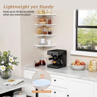 Decoração de sala de estar personalizada Conjunto de 4 esquinas redondas de livros flutuantes brancas para parede