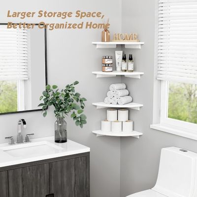 Decoração de sala de estar personalizada Conjunto de 4 esquinas redondas de livros flutuantes brancas para parede