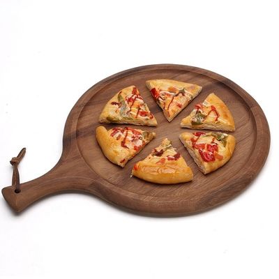 Caixa de pizza de madeira redonda de 13 polegadas com design de vento e material ecológico