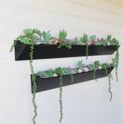 Plantação de parede de madeira quadrada longa para exibição de suculentas modernas no jardim exterior interno
