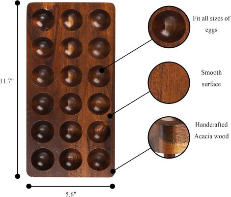 Organização da cozinha Eletrodoméstico de camada dupla bandeja de ovos de madeira com logotipo personalizado
