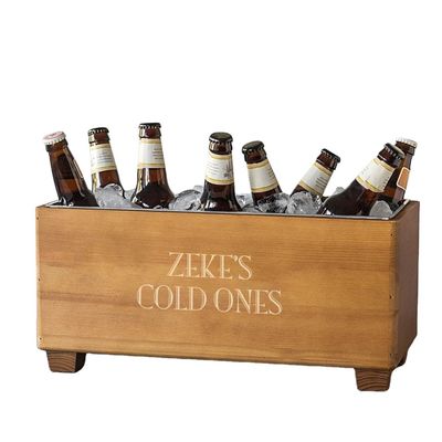 Logotipo personalizado Balde de refrigerador de champanhe para presente de aniversário de madeira Design personalizado