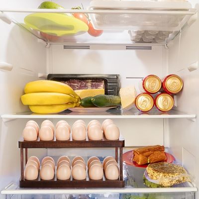 Organização da cozinha Eletrodoméstico de camada dupla bandeja de ovos de madeira com logotipo personalizado