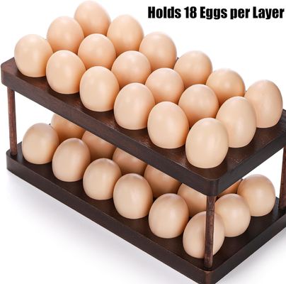 Organização da cozinha Eletrodoméstico de camada dupla bandeja de ovos de madeira com logotipo personalizado