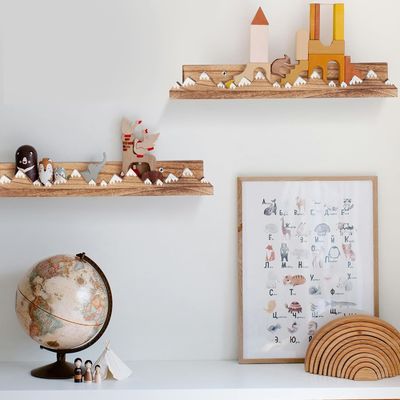 Logotipo personalizado montado na parede rústico 3 Pcs Montanha de neve Prateleiras flutuantes para berçário
