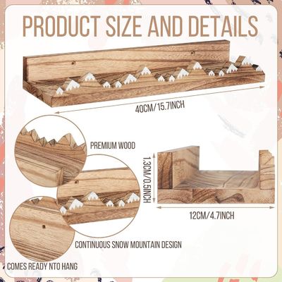 Logotipo personalizado montado na parede rústico 3 Pcs Montanha de neve Prateleiras flutuantes para berçário