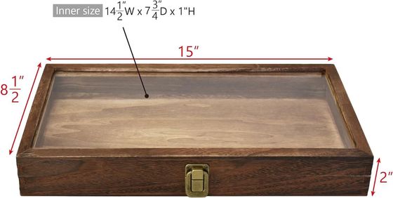 Taça de jóias de madeira retangular com LED para caixas personalizadas de joias de madeira natural