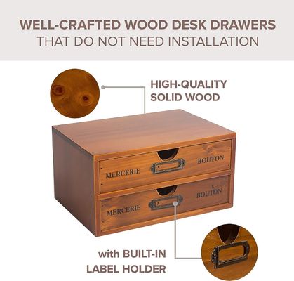 Organize seus suprimentos de escritório com estilo com uma caixa de armazenamento de madeira rústica e 4 gavetas