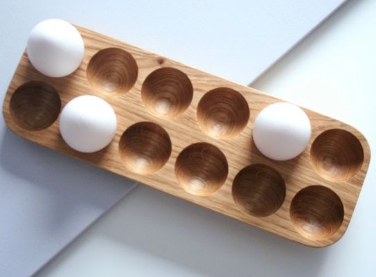Prático suporte de ovo de madeira de nível único para organização de balcão