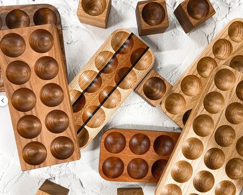 Prático suporte de ovo de madeira de nível único para organização de balcão