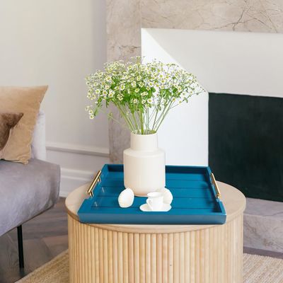 Injeção de madeira de servir bandeja de cor simples ou personalizado grande bandeja otomana com 4 coasters