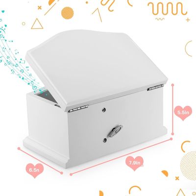 Caixa de jóias de ballerina de madeira branca média com espelho para organização personalizada