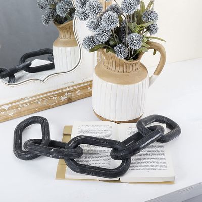 Ornamentação de artesanato de madeira esculpida à mão para decoração de casa Chain Link Farmhouse Chain 5-Link