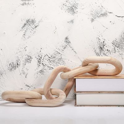 Ornamentação de artesanato de madeira esculpida à mão para decoração de casa Chain Link Farmhouse Chain 5-Link