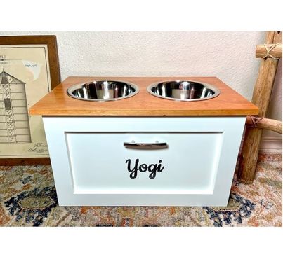 Pequenos Animais de estimação Animais Estação de alimentação Idade Animais de estimação 2 Cachoeira Erguida Alimentador para cães elevado com gaveta