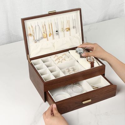 Rectângulo Pedido personalizado Bracelete de madeira maciça relógio de exibição caixa de armazenamento de jóias feita à mão