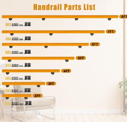 Escadas interiores segurança corrimão antiderrapante 3ft pinheiros manobras como seu pedido kit completo