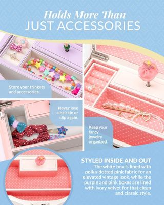 Caixa de música de vento para meninas e adolescentes Rectangular organizador de jóias