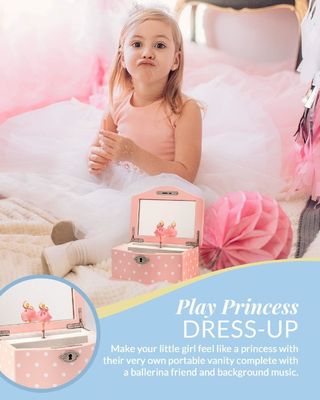 Caixa de música de vento para meninas e adolescentes Rectangular organizador de jóias