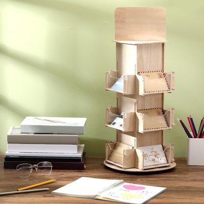 Mobiliário de sala de estar 3 Nível 4 Stand de exibição giratória de madeira lateral com rotação 360