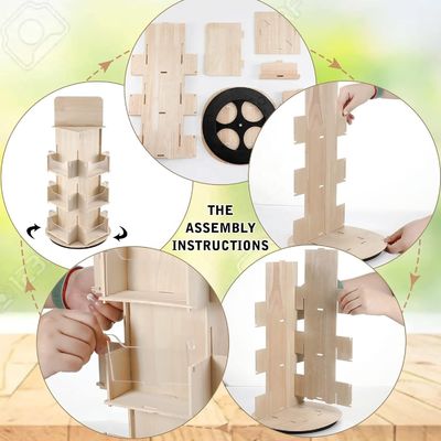 Mobiliário de sala de estar 3 Nível 4 Stand de exibição giratória de madeira lateral com rotação 360