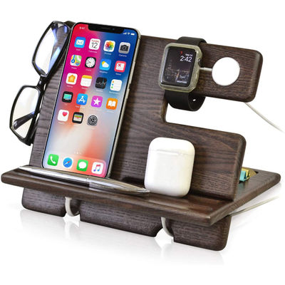 Porta-telefone de mesa de madeira multifuncional com impressão de logotipo personalizado