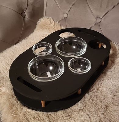 202406 Black Couch Bar com 4 taças de vidro