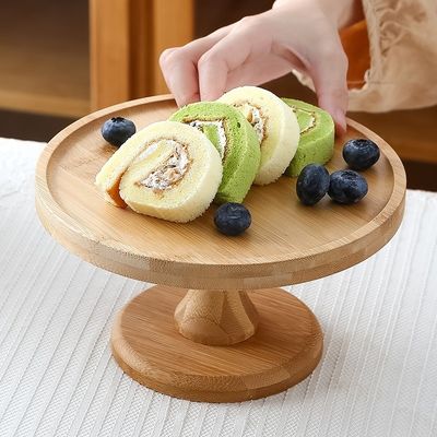 Dimensão personalizada 3 camadas Stand de bolinhos de bambu para festas Frutas lanches Serviço de bandeja OEM ODM