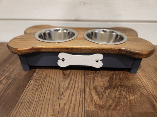 202406 Nome personalizado Etiqueta Pequeno alimentador de cães de madeira para jantar com animais de estimação
