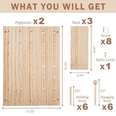 Mobiliário de sala de estar Armazenamento Kit de painel de exibição de madeira 2 peças Pegboard Stand