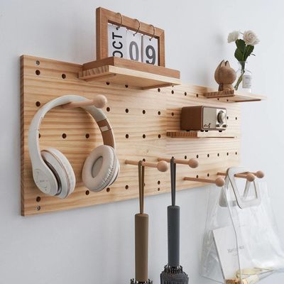 Mobiliário de sala de estar Armazenamento Kit de painel de exibição de madeira 2 peças Pegboard Stand