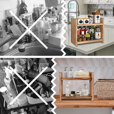 Mantenha suas especiarias práticas e organizadas com este estante de especiarias de madeira