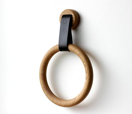 Anel de porta-toalhas de madeira ecológico para decoração de banheiro