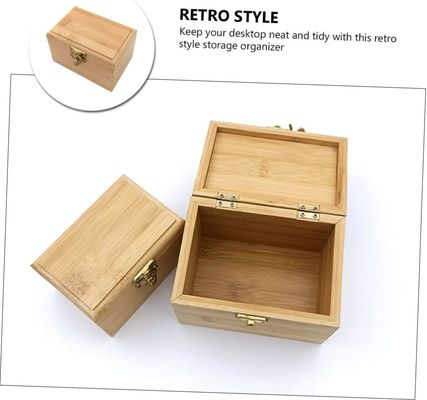 Organizador de gaveta de armazenamento de jóias de bambu de madeira com caixa de armazenamento de brincos com tampa deslizante