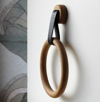Anel de porta-toalhas de madeira ecológico para decoração de banheiro