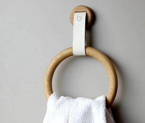 Anel de porta-toalhas de madeira ecológico para decoração de banheiro