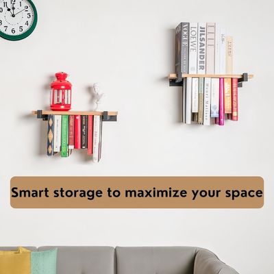 Armazém duplo Mini caixa de madeira montada na parede estante de livros para espaços únicos e inovação