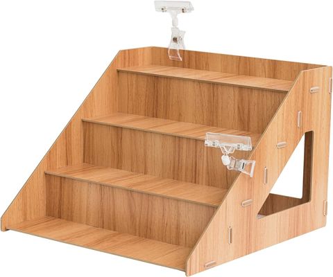 Stand de bolos de madeira funcional para exibição de bolos e plantas