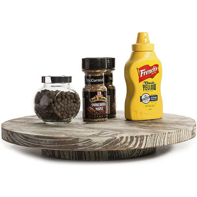 Wood Lazy Susan Turntable para cozinha mais recente estilo de design de fazenda Impresso e queimado