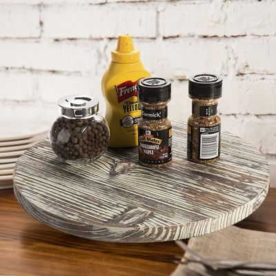 Wood Lazy Susan Turntable para cozinha mais recente estilo de design de fazenda Impresso e queimado