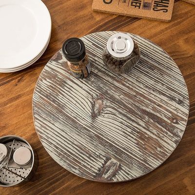 Wood Lazy Susan Turntable para cozinha mais recente estilo de design de fazenda Impresso e queimado