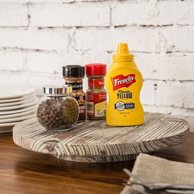Wood Lazy Susan Turntable para cozinha mais recente estilo de design de fazenda Impresso e queimado
