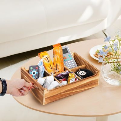 6 Compartimento TIMBER Caixa de chá de madeira Caixa para embalagem de presente e organizador de embalagem de açúcar