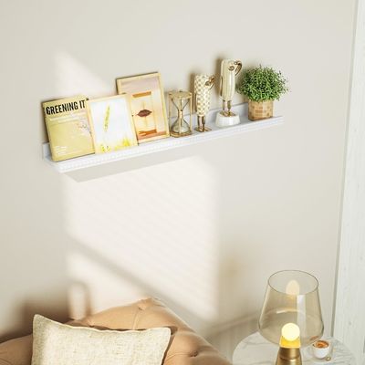 Bolas de madeira e estantes flutuantes de design de lábios Conjunto de 2 brancos modernos para multifunção