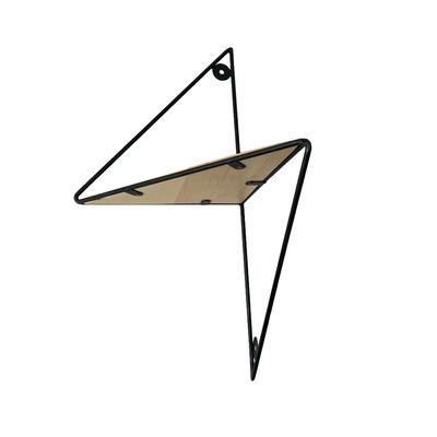 Estante de exibição multifuncional de parede triangular de madeira de metal para armazenamento em casa