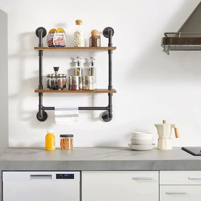 Equipamento doméstico Exibição de parede Estante de livros Estante de tubos industriais para armazenamento de escritório de cozinha