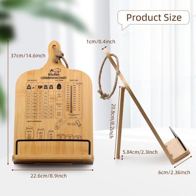 Livro de cozinha de nível único com gráfico de conversão de medições