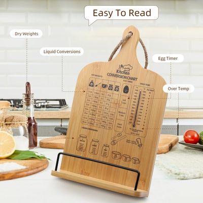 Livro de cozinha de nível único com gráfico de conversão de medições