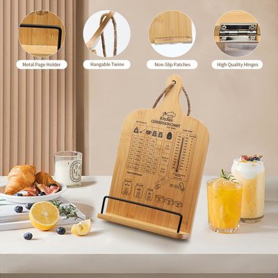 Livro de cozinha de nível único com gráfico de conversão de medições