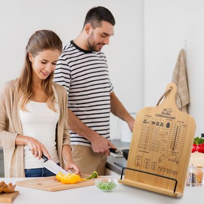 Livro de cozinha de nível único com gráfico de conversão de medições